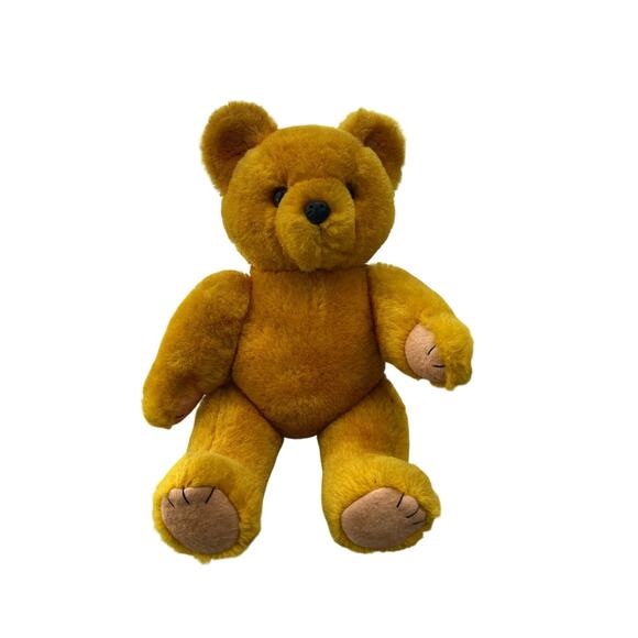 Vintage Mohair Teddy Bear Golden Yellow 12” Tall Jointed - Picture 1 of 5